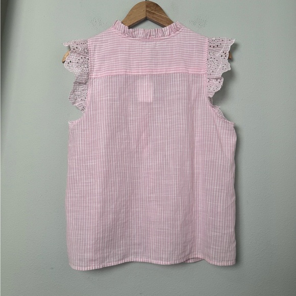 NWT J.Crew Striped‎ ruffle-front flutter-sleeve top in White Spring Blossom M - Picture 9 of 15